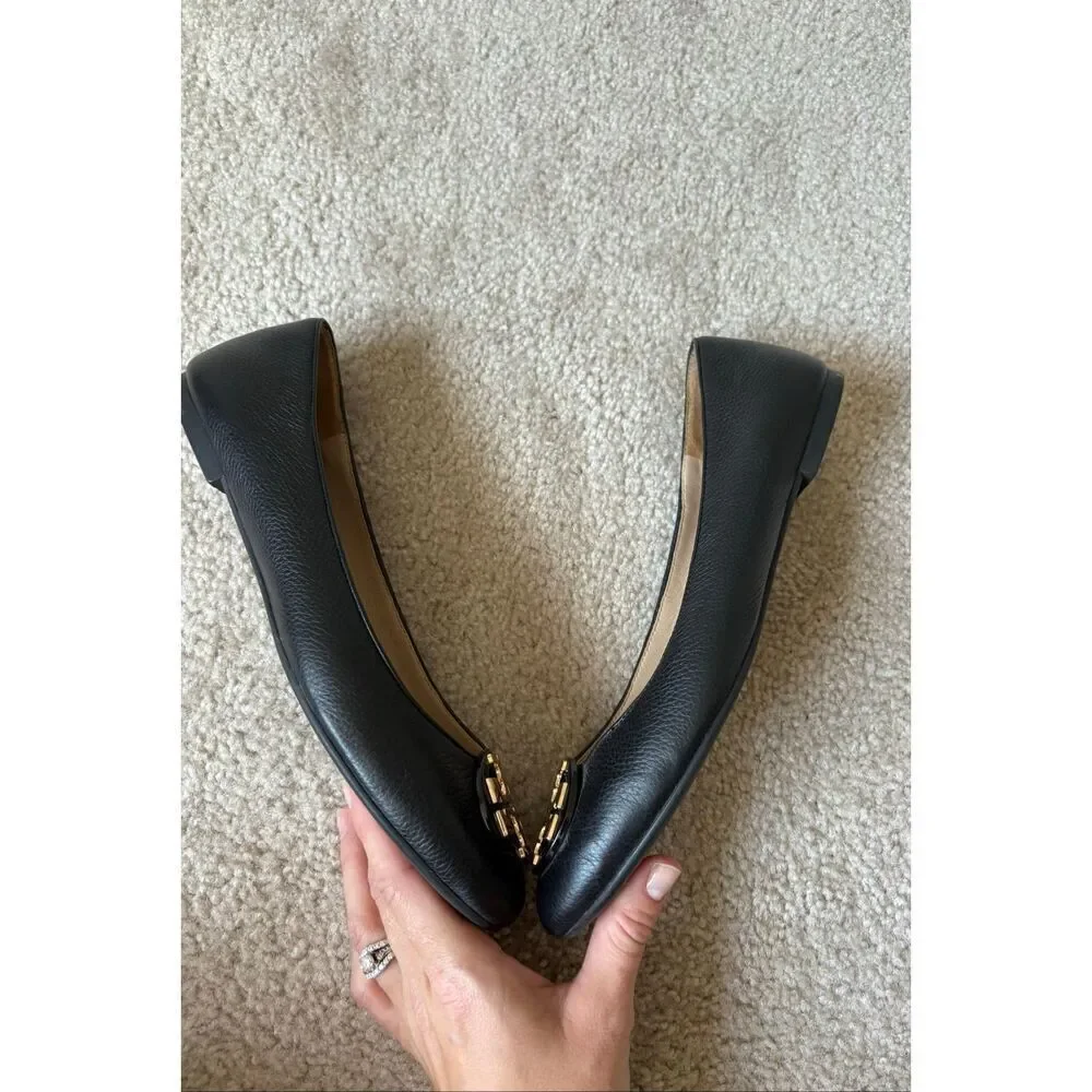 Tory Burch Claire Leather Ballet Flats 8.5‎ Black